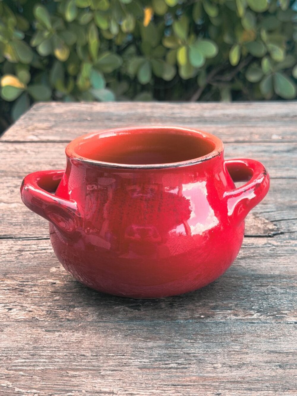Vintage DE SILVA Italy Red Terracotta Double Handle Casserole Soup Dip Bowl